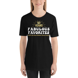 FABULOUS FAVORITES 2023: Adult Short-Sleeve Unisex Black T-Shirt Stacked Logo
